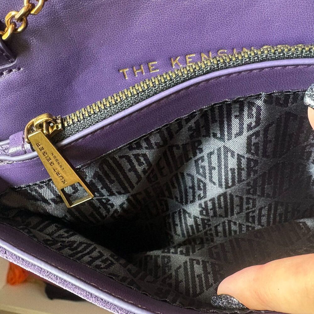 NWT Kurt Geiger Kensington Duet Purple Quilted Suede + Leather 3-way w/ Dust Bag - Picture 7 of 12